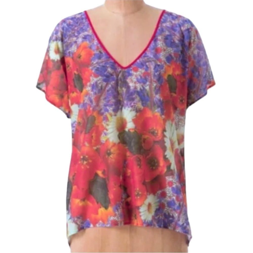 Anthropologie Flower Garden Oversized Top  XSmall / Small Gossamer Floral 2 4 6